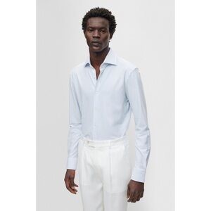 Boss Hugo Boss Slim Fit Light Blue Stripe Long Sleeve Button Down 16